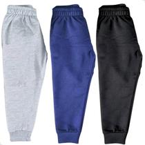 Kit 3 Calça Moletom Infantil Juvenil Outono Inverno Algodão