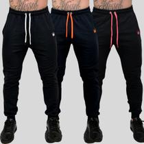 Kit 3 Calça Moletom Masculina Skinny Slin Sport Coroa e Cordão Kit 3 Calça Moletom Masculina Skinny Slin Sport Coroa e Cordão