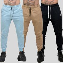 Kit 3 Calça Moletom Masculina Skinny Slin Sport Coroa e Cordão Kit 3 Calça Moletom Masculina Skinny Slin Sport Coroa e Cordão