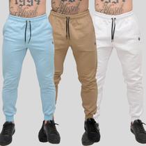 Kit 3 Calça Moletom Masculina Skinny Slin Sport Coroa e Cordão Kit 3 Calça Moletom Masculina Skinny Slin Sport Coroa e Cordão