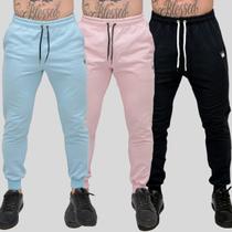 Kit 3 Calça Moletom Masculina Skinny Slin Sport Coroa e Cordão Kit 3 Calça Moletom Masculina Skinny Slin Sport Coroa e Cordão