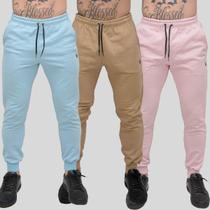 Kit 3 Calça Moletom Masculina Skinny Slin Sport Coroa e Cordão Kit 3 Calça Moletom Masculina Skinny Slin Sport Coroa e Cordão