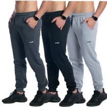 Kit 3 Calça Moletom Masculino Jogger Flanelada Com Bolso