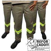 Kit 3 Calça REFORÇADA de Brim Pesado com Faixa Refletivo Uniforme Profissional de Trabalho Sinalização Para Industria Pedreiro Eletricista Soldador