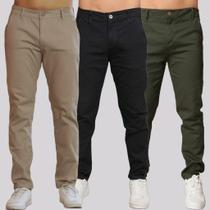 Kit 3 Calça Sarja Masculina Calca Masculino C/lycra Elastano