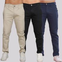 Kit 3 Calça Sarja Masculina Calca Masculino C/lycra Elastano
