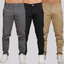 Kit 3 Calça Sarja Masculina Calca Masculino C/lycra Elastano