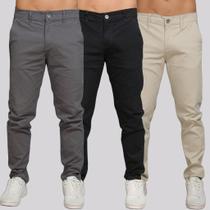 Kit 3 Calça Sarja Masculina Calca Masculino C/lycra Elastano