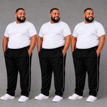 Kit 3 Calça Tactel Plus Size Masculina Esportiva Cintura Elástica Bolsos Confortável Leve Academia C Kit 3 Calça Tactel Plus Size Masculina Esportiva Cintura Elástica Bolsos Confortável Leve Academia C