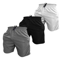 Kit 3 Calção De Banho Com Bolsos Tactel Bermuda Moda Praia