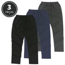 Kit 3 calças adulto moletom básico dalri 078 p ao gg Kit 3 calças adulto moletom básico dalri 078 p ao gg