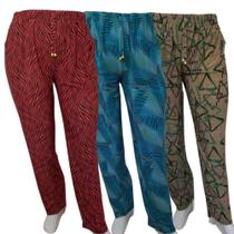 Kit 3 Calças Com Bolso Feminina Casual Confortável Conforto
