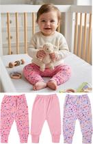 kit 3 calças Culote Mijão com Virapé RN AO G ENXOVAL BEBÊ Cor:Rosa Lilás RosaTamanho:P