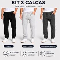 Kit 3 Calças de Moletom Básica Adulto Unissex sem punho