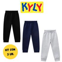 Kit 3 Calças De Moletom Juvenil Com Punho Tam 10 á 16 - Kyly