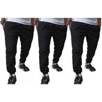 Kit 3 Calças de Tactel Modelo Jogger Muito Leve Masculina Liso