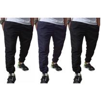 Kit 3 Calças de Tactel Modelo Jogger Muito Leve Masculina Liso