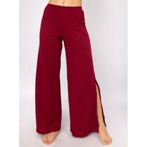Kit 3 Calças Flare Pantalona Cintura Alta Com Fenda Casual