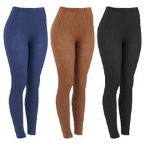 Kit 3 Calças Fusô De Lã Adulto Feminina Inverno Frio Fina