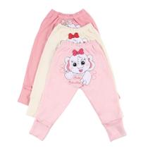 Kit 3 Calças Infantil Bordado Culote Com Pezinho Meninas