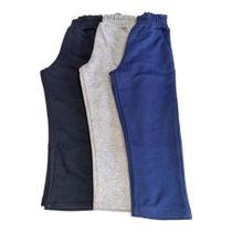 Kit 3 Calças infantil moletom com bolso básica Escola