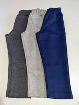 Kit 3 Calças infantil moletom com bolso básica Escola