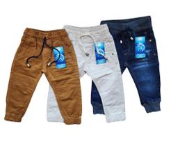 Kit 3 calças jeans bebe menino com elastano Tam P ,M e G.