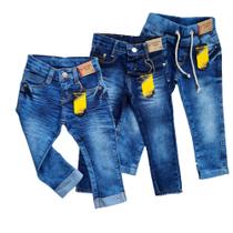 Kit 3 calças jeans com lycra infantil menina.