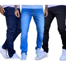Kit 3 Calças Jeans e Sarja Sport Fino Skinny Masculina Linha Premium Tradicional