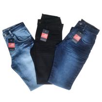 Kit 3 Calças Jeans Elastano Premium Masculina - Jeans Brasil