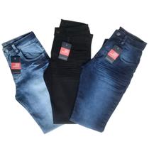 Kit 3 Calças Jeans Elastano Premium Masculina - Jeans Brasil