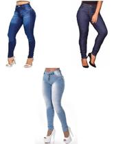 Kit 3 Calças Jeans Feminina Cintura Alta Lycra Premium - Opa Linda