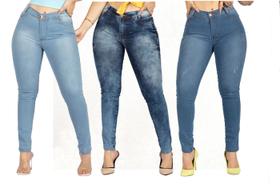 Kit 3 Calças Jeans Feminina Hot Pants Levanta Bumbum Premium