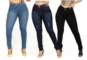 Kit 3 Calças Jeans Feminina Hot Pants Levanta Bumbum Premium
