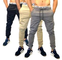 kit 3 calças jeans jogger com elastano masculina jeans slim cores variadas lançamento