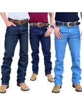Kit 3 Calças Jeans Masculina para Rodeio Estilo Country Premium com Elastano (lycra)