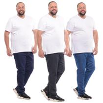 Kit 3 Calças Jeans Masculina Plus Size Forma Grande