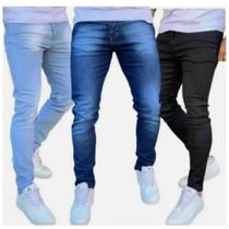 kit 3 Calças Jeans Masculina Slim Elastano