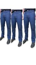 kit 3 Calças Jeans Masculina Tradicional Casual Agodão com Elastano Reforçada Confortável