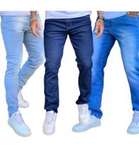 Kit 3 Calças Jeans Masculinas Basica lançamento Dia a Dia Varias Cores