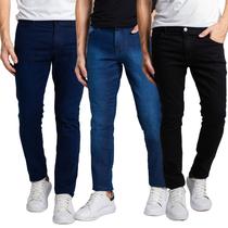 Kit 3 Calças Jeans Slim Fit Masculina Com Elastano - Boen Jeans