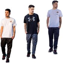 Kit 3 Calças Jogger Com Punho 2 Bolsos Lat Helanca Ref 101