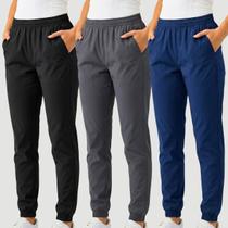 Kit 3 Calças Jogger Feminina em Tactel para Academia e Uso Diário