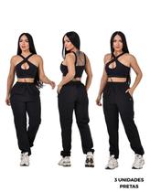 Kit 3 Calças Jogger Femininas Poliéster com Elastano Secagem Rápida E Conforto Kit 3 Calças Jogger Femininas Poliéster com Elastano Secagem Rápida E Conforto