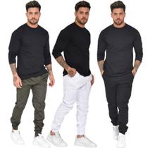 kit 3 calças jogger masculina c / elastico moda jeans e sarja a pronta entrega - MAXIMOS