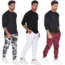 kit 3 calças jogger masculina c / elastico moda jeans e sarja a pronta entrega - MAXIMOS