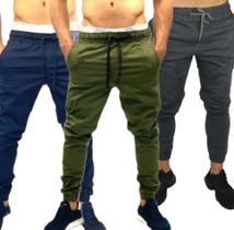 kit 3 calças jogger masculina lycra lançamento masculino com elastano variações de cores e tamanhos