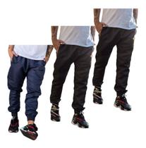 Kit 3 Calças Jogger Tactel Estilo Neymar Inverno 2 Bolso 016