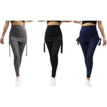 Kit 3 Calças Legging Com Saia Tapa Bumbum Academia Ginástica Kit 3 Calças Legging Com Saia Tapa Bumbum Academia Ginástica