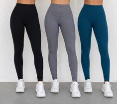 Kit 3 Calças Legging Feminina Cintura Alta -